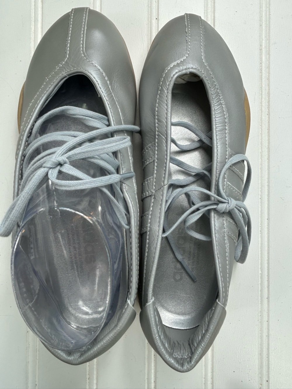 Adidas Sneakers Taekwondo Mei Ballet Gray Silver Leather Lace-Up Size 7.5 NEW - Picture 6 of 11